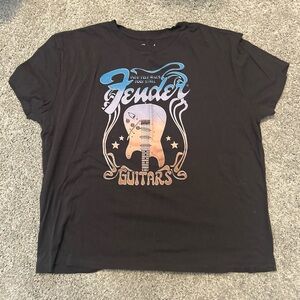 Fender Black Tee with Blue and Tan Guitar Graphic